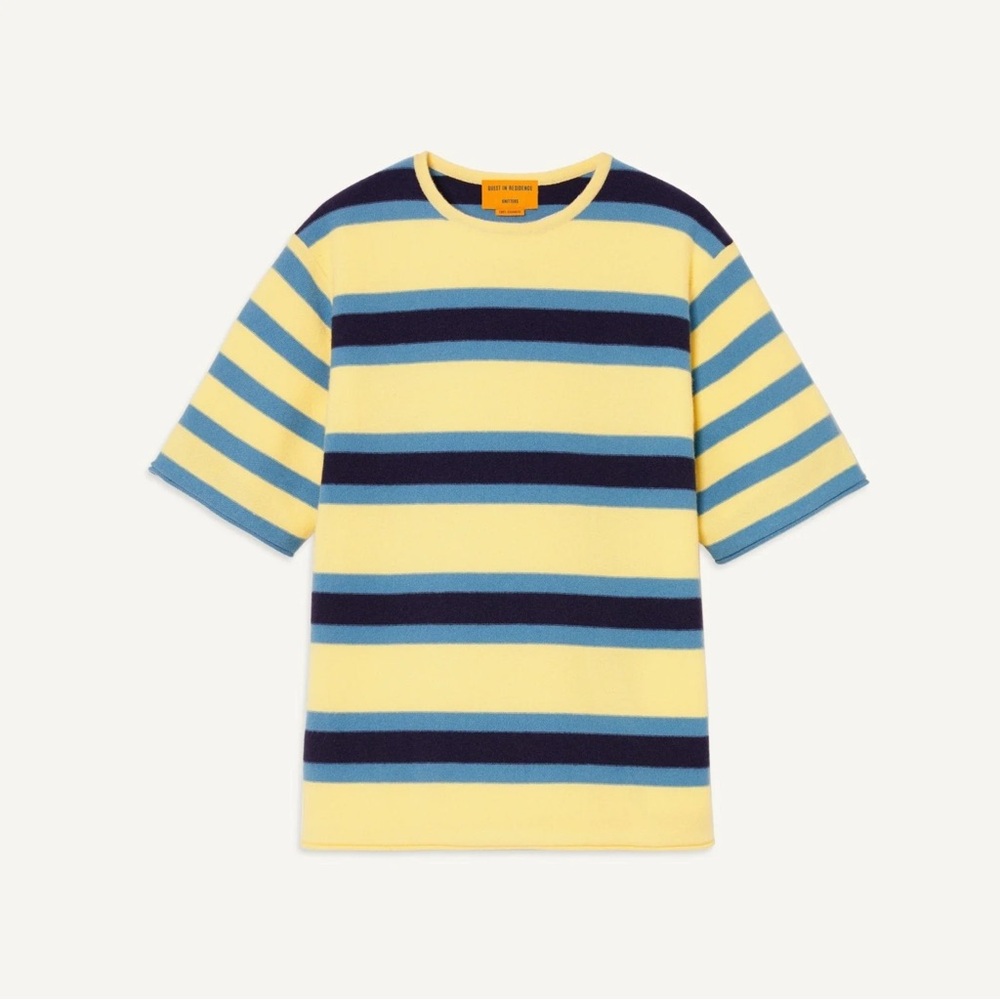 NWT Guest in Residence Cashmere Classic Tee in Daisy/Navy/Teal size Medium